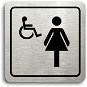 Accept Piktogram "WC ženy, invalidé" (80 × 80 mm) (stříbrná tabulka - černý tisk) - Cedule