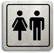 Accept Pictogram "Toilet Women Men" (80 × 80mm) (Silver Plate - Black Print) - Sign