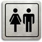 Accept Pictogram "Toilet Women Men" (80 × 80mm) (Silver Plate - Black Print) - Sign