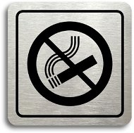 Accept "No Smoking" pictogram (80 × 80 mm) (silver plate - black print) - Sign