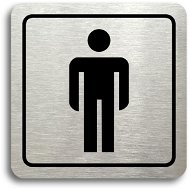 Sign Accept Pictogram "Toilet men" (80 × 80 mm) (silver plate - black print) - Cedule
