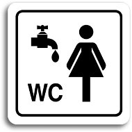 Accept Piktogram „umývárna, WC ženy" (80 × 80 mm) (biela tabuľka – čierna tlač) - Ceduľa