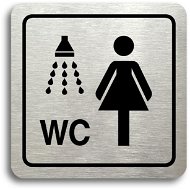 Accept Pictogram "shower, women's toilet" (80 × 80 mm) (silver plate - black print) - Sign