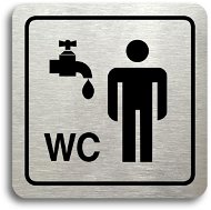 Accept Piktogram „umývárna, WC muži" (80 × 80 mm) (strieborná tabuľka – čierna tlač) - Ceduľa