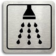 Accept Pictogram "shower" (80 × 80 mm) (silver plate - black print) - Sign