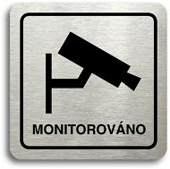 Sign Accept "monitored" pictogram (80 × 80 mm) (silver plate - black print) - Cedule