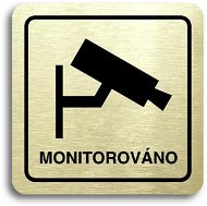 Accept Pictogram "monitored" (80 × 80 mm) (gold plate - black print) - Sign