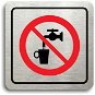 Accept Piktogram „zákaz pití vody" (80 × 80 mm) (strieborná tabuľka – farebná tlač) - Ceduľa
