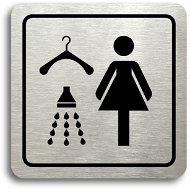 Sign Accept Pictogram "female shower room" (80 × 80 mm) (silver plate - black print) - Cedule