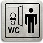 Accept Piktogram „WC muži kabinka" (80 × 80 mm) (strieborná tabuľka – čierna tlač) - Ceduľa