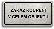 Accept Pictogram "NO SMOKING IN THE ENTIRE PREMISES" (160 × 80mm) (Silver Plate - Black Print) - Sign