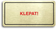 Accept Pictogram "KNOCK! " (160 × 80mm) (Gold Plate - Colour Print) - Sign