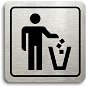 Accept Pictogram "rubbish bin" (80 × 80 mm) (silver plate - black print) - Sign