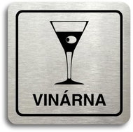 Accept Pictogram "wine bar" (80 × 80 mm) (silver plate - black print) - Sign