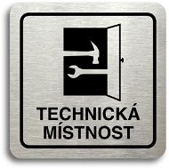 Sign Accept Pictogram "technical room" (80 × 80 mm) (silver plate - black print) - Cedule