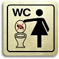 Accept Pictogram "No throwing objects into toilets" (80 × 80 mm) (gold plate - colour print) - Sign