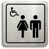 Accept Pictogram "Toilet women, men, invalids II" (80 × 80 mm) (silver plate - black print) - Sign