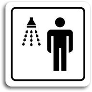 Accept Pictogram "shower men" (80 × 80 mm) (white plate - black print) - Sign