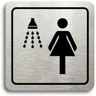 Sign Accept Pictogram "Shower of a woman" (80 × 80 mm) (silver plate - black print) - Cedule