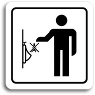 Accept Pictogram No Throwing of Objects in Urinal (80 × 80mm) (White Plate - Black Print) - Sign