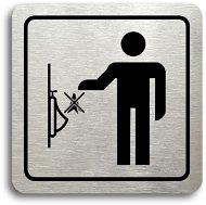 Accept Piktogram „zákaz vhadzovania predmetov do pisoára“ (80 × 80 mm) (strieborná tabuľka – čierna tlač) - Ceduľa