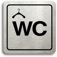 Accept Pictogram Cloakroom, WC (80 × 80mm) (Silver Plate - Black Print - Sign
