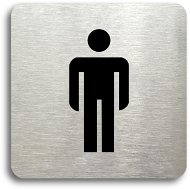 Accept Pictogram Toilet for Men (80 × 80mm) (Silver Plate - Black Print without Frame) - Sign