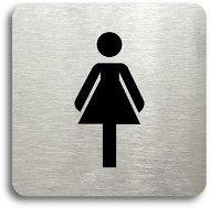Accept Pictogram Women's Toilet (80 × 80mm) (Silver Plate - Black Print without Frame) - Sign