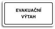 Accept Pictogram "EVACUATION EXIT" (160 × 80mm) (White Plate - Black Print) - Sign