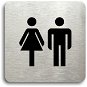 Accept Pictogram "WC women, men" (80 × 80 mm) (silver plate - black print without frame) - Sign