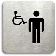 Accept Pictogram "Toilet men, disabled" (80 × 80 mm) (silver plate - black print without frame) - Sign