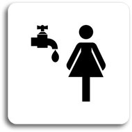 Accept Women's Washroom Pictogram (80 × 80mm) (White Plate - Black Print without Frame) - Sign