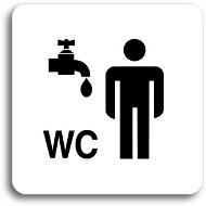 Accept Piktogram „umývárna, WC muži" (80 × 80 mm) (biela tabuľka – čierna tlač bez rámčeka) - Ceduľa