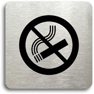 Accept No Smoking Pictogram (80 × 80mm) (Silver Plate - Black Print without Frame) - Sign