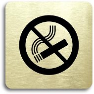 Accept No Smoking Pictogram (80 × 80mm) (Gold Plate - Black Print without Frame) - Sign