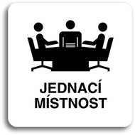 Accept Pictogram Meeting Room (80 × 80mm) (White Plate - Black Print without Frame) - Sign