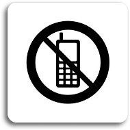 Accept Pictogram No Telephoning (80 × 80mm) (White Plate - Black Print without Frame) - Sign