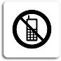 Accept Piktogram „zákaz telefonovania“ (80 × 80 mm) (biela tabuľka – čierna tlač bez rámčeka) - Ceduľa