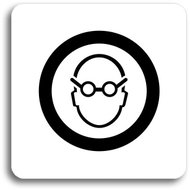 Accept Pictogram Use Eye Protection (80 × 80mm) (White Plate - Black Print without Frame) - Sign