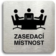 Accept Pictogram "meeting room" (80 × 80 mm) (silver plate - black print without frame) - Sign