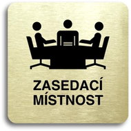 Accept Pictogram "meeting room" (80 × 80 mm) (gold plate - black print without frame) - Sign