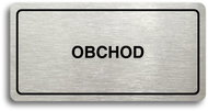 Accept Pictogram "SHOP" (160 × 80mm) (Silver Plate - Black Print) - Sign