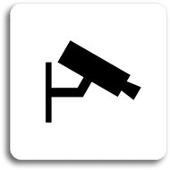 Accept Pictogram "Monitored II" (80 × 80mm) (White Plate - Black Print without Frame) - Sign