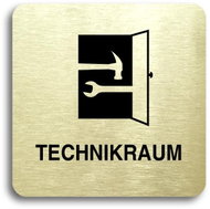 Accept Pictogram "Technical Room" (80 × 80mm) (Gold Plate - Black Print without Frame) - Sign