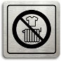 Accept Piktogram „zákaz sušenia bielizne“ (80 × 80 mm) (strieborná tabuľka – čierna tlač) - Ceduľa