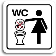 Accept Pictogram "Don't Throw Objects into the Toilet  II" (80 × 80mm) (White Plate - Colour Print) - Sign