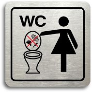 Accept Piktogram „zákaz vhadzovania predmetov do WC II“ (80 × 80 mm) (strieborná tabuľka – farebná tlač) - Ceduľa