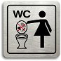 Accept Piktogram „zákaz vhadzovania predmetov do WC II“ (80 × 80 mm) (strieborná tabuľka – farebná tlač) - Ceduľa