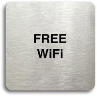 Accept "Free WiFi" pictogram (80 × 80mm) (Silver Plate - Black Print without Frame) - Sign