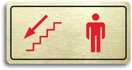 Accept Pictogram WC MEN LEFT DOWN (160 × 80mm) (Gold Plate - Colour Print) - Sign